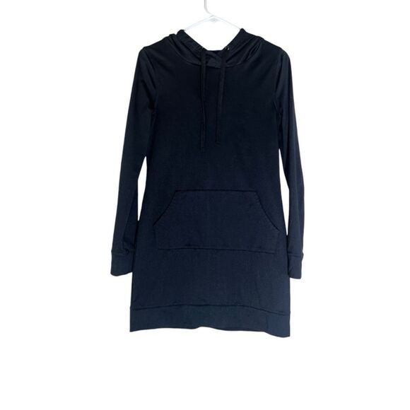 Fabletics Womens Size XXS Black Yukon Sweatshirt Tunic Hoodie Dress Short - Picture 2 of 4